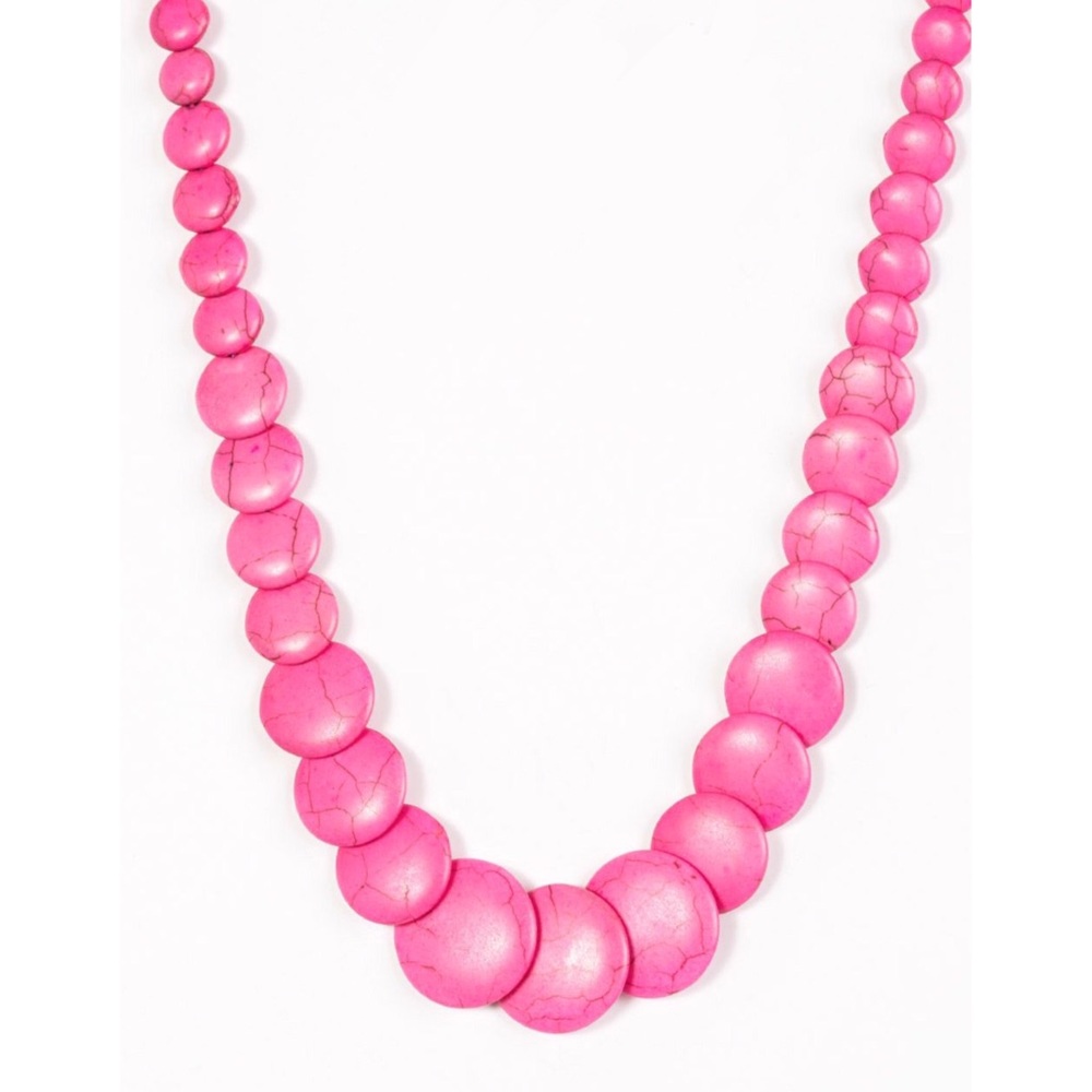 Pink Crackle Stone Necklace (NWOT)